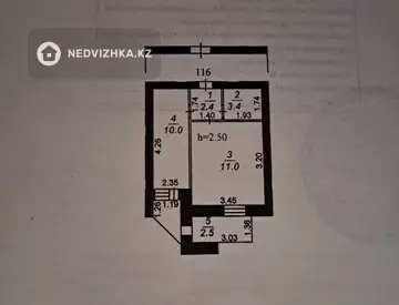 1-комнатная квартира, этаж 8 из 9, 30 м²