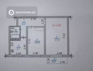 2-комнатная квартира, этаж 4 из 4, 44 м²