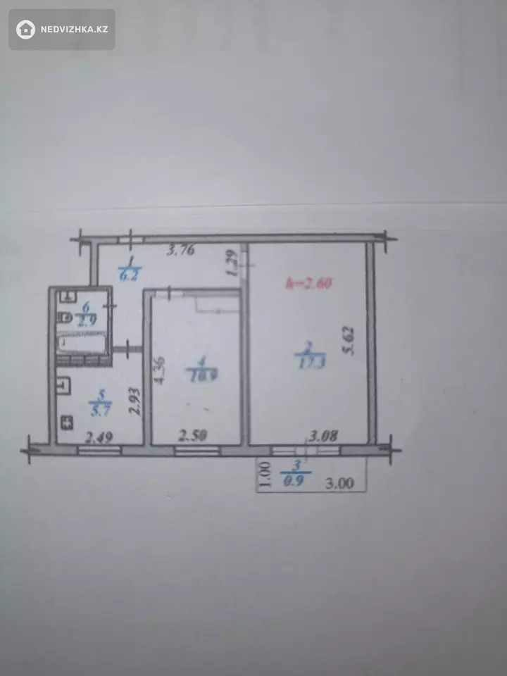 43.9 м², 2-комнатная квартира, этаж 4 из 4, 44 м², изображение - 1