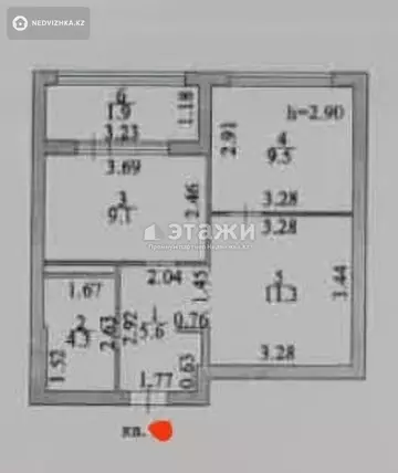 2-комнатная квартира, этаж 9 из 14, 42 м²