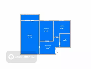 2-комнатная квартира, этаж 4 из 5, 40 м²