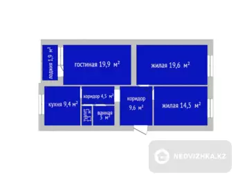 3-комнатная квартира, этаж 4 из 5, 84 м²