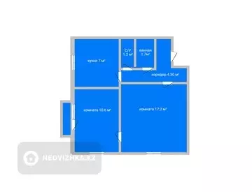 2-комнатная квартира, этаж 2 из 2, 43 м²