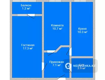 2-комнатная квартира, этаж 5 из 6, 50 м²