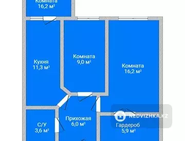 52.9 м², 2-комнатная квартира, этаж 6 из 6, 53 м², изображение - 16