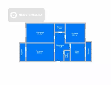 3-комнатная квартира, этаж 3 из 6, 91 м²