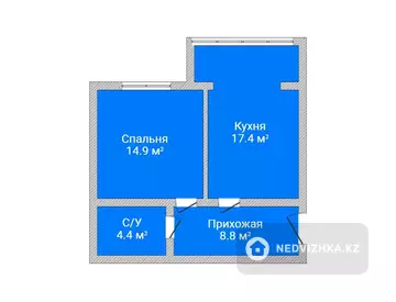 1-комнатная квартира, этаж 5 из 5, 46 м²