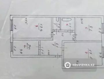 3-комнатная квартира, этаж 2 из 5, 60 м²