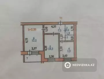 46.5 м², 2-комнатная квартира, этаж 3 из 9, 46 м², изображение - 7
