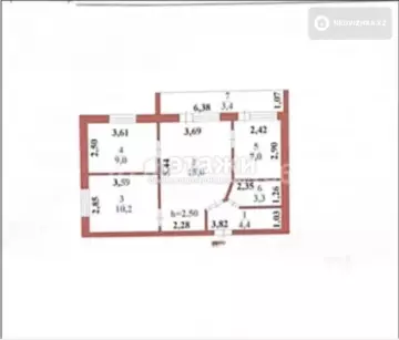 3-комнатная квартира, этаж 2 из 9, 55 м²