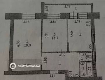 2-комнатная квартира, этаж 6 из 9, 56 м²