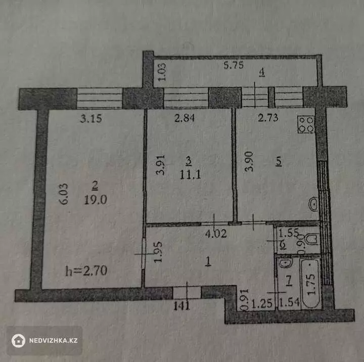 56 м², 2-комнатная квартира, этаж 6 из 9, 56 м², изображение - 1