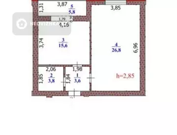 55.6 м², 1-комнатная квартира, этаж 3 из 4, 56 м², изображение - 8