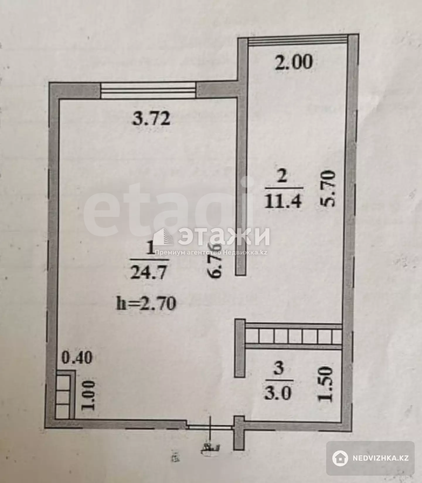 39.1 м², 1-комнатная квартира, этаж 3 из 10, 39 м², изображение - 1