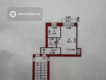 1-комнатная квартира, этаж 4 из 4, 34 м²