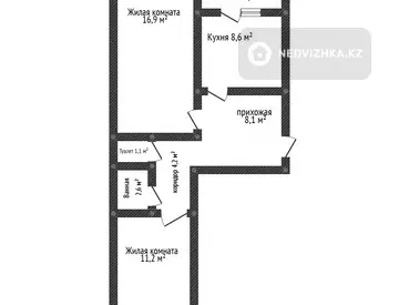 54.1 м², 2-комнатная квартира, этаж 5 из 5, 54 м², изображение - 14