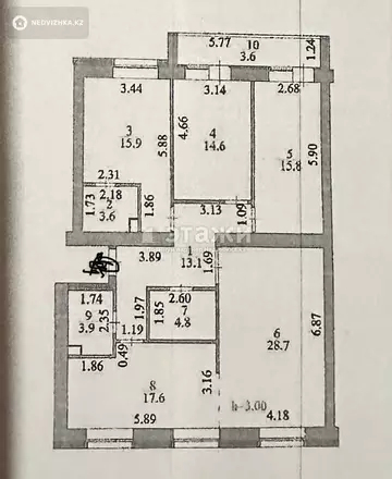 4-комнатная квартира, этаж 7 из 9, 122 м²