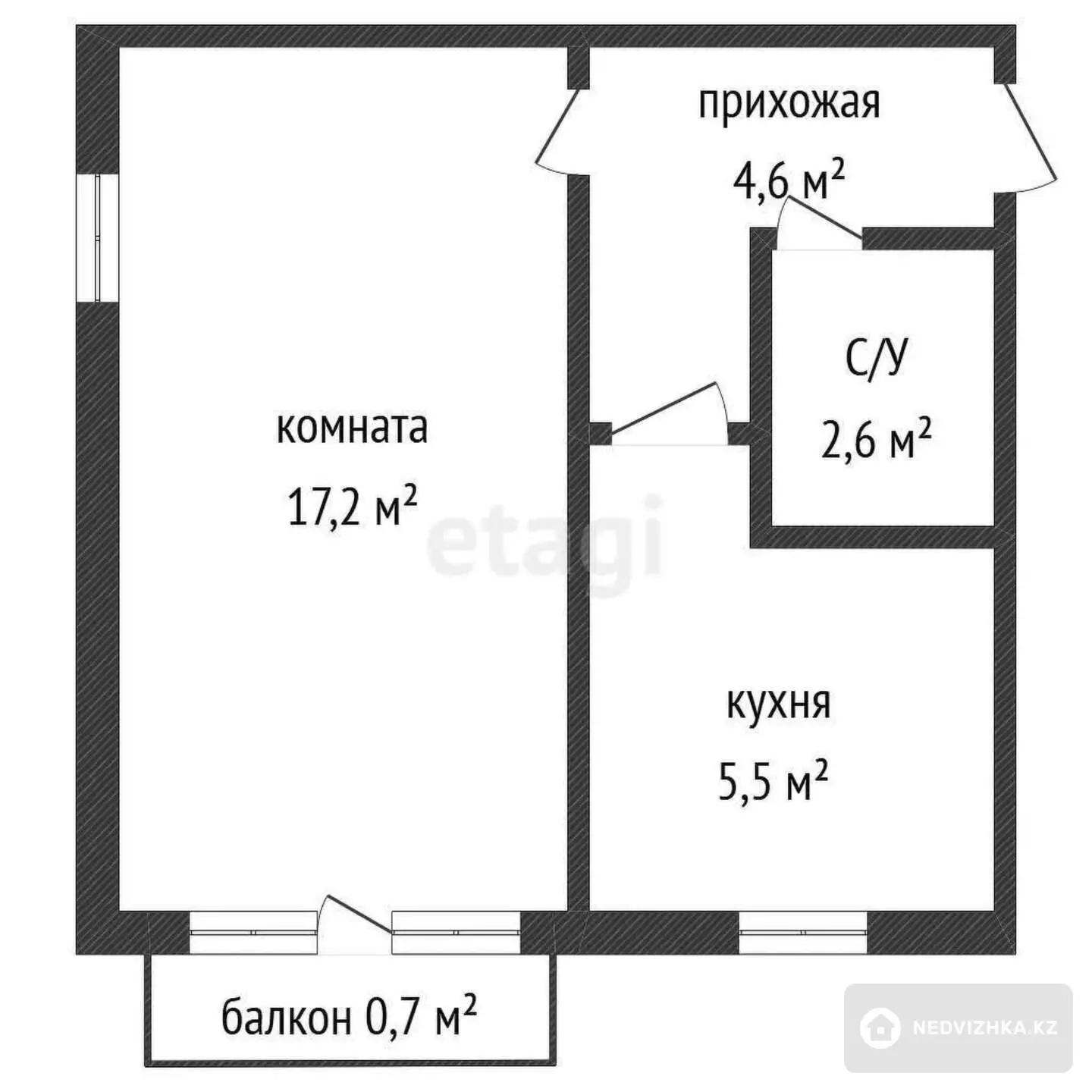 30.6 м², 1-комнатная квартира, этаж 5 из 5, 31 м², изображение - 7