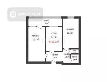 62.1 м², 2-комнатная квартира, этаж 7 из 9, 62 м², изображение - 18