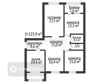 123.9 м², 4-комнатная квартира, этаж 1 из 5, 124 м², изображение - 26