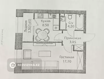 1-комнатная квартира, этаж 2 из 12, 35 м²