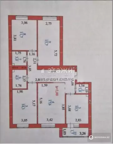 4-комнатная квартира, этаж 3 из 9, 102 м²