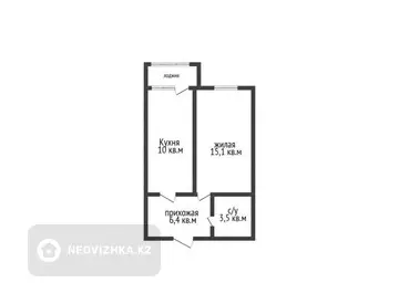 1-комнатная квартира, этаж 2 из 6, 37 м²