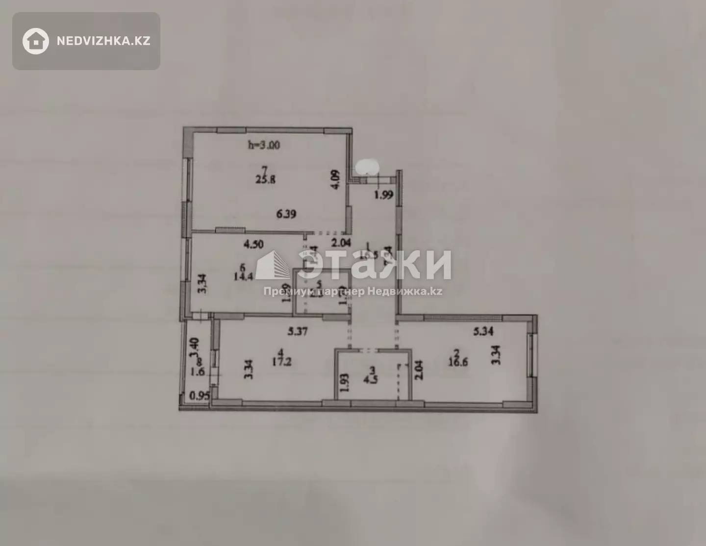100 м², 3-комнатная квартира, этаж 17 из 17, 100 м², изображение - 1