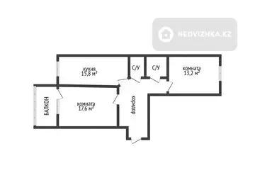 2-комнатная квартира, этаж 6 из 6, 69 м²