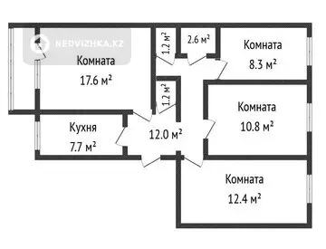 4-комнатная квартира, этаж 5 из 5, 75 м²