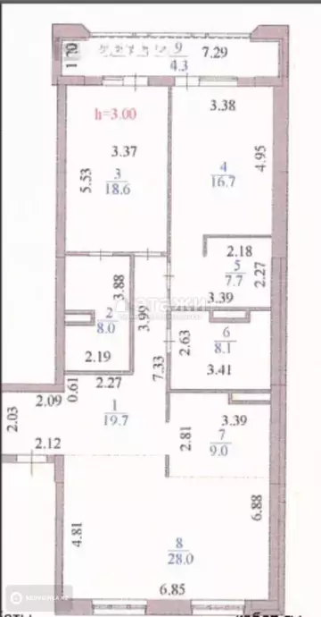 3-комнатная квартира, этаж 7 из 10, 120 м²