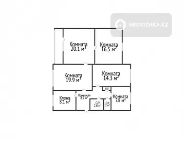 5-комнатная квартира, этаж 2 из 5, 100 м²