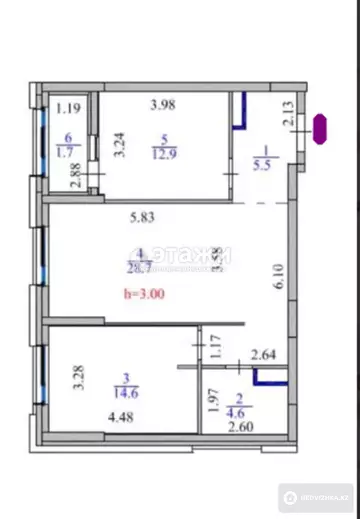 2-комнатная квартира, этаж 5 из 9, 68 м²