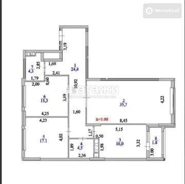 3-комнатная квартира, этаж 8 из 9, 119 м²