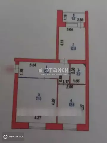 2-комнатная квартира, этаж 6 из 6, 62 м²