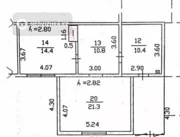 3-комнатная часть дома, 1 соток, 57 м²