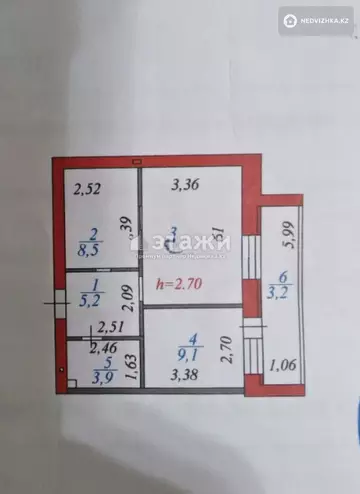 2-комнатная квартира, этаж 1 из 8, 46 м²