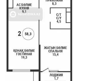 2-комнатная квартира, этаж 16 из 16, 58 м²