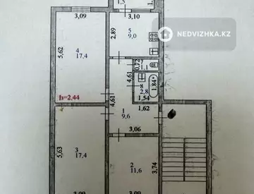 3-комнатная квартира, этаж 1 из 5, 71 м²
