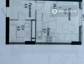 1-комнатная квартира, этаж 4 из 13, 28 м²