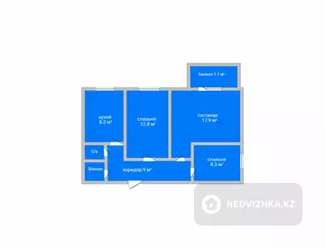 3-комнатная квартира, этаж 5 из 5, 61 м²