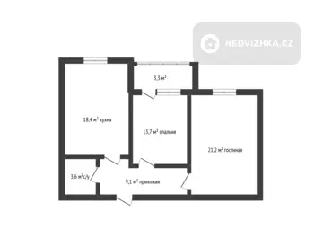 2-комнатная квартира, этаж 3 из 5, 68 м²