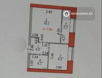 1-комнатная квартира, этаж 8 из 9, 35 м²