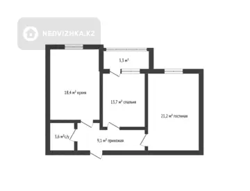 2-комнатная квартира, этаж 3 из 5, 68 м²