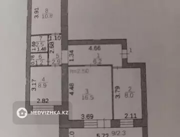 3-комнатная квартира, этаж 1 из 9, 62 м²