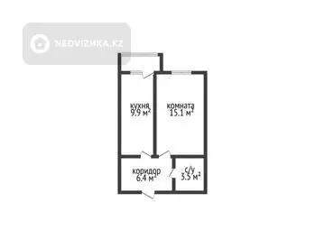 1-комнатная квартира, этаж 2 из 6, 37 м²