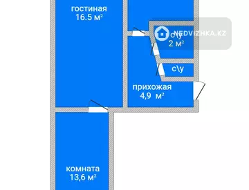 2-комнатная квартира, этаж 5 из 5, 44 м²