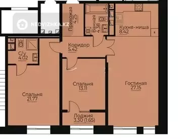 2-комнатная квартира, этаж 7 из 9, 90 м²