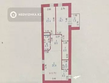 2-комнатная квартира, этаж 3 из 6, 88 м²