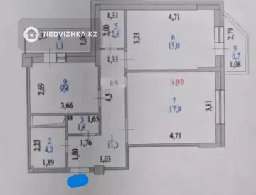2-комнатная квартира, этаж 4 из 15, 64 м²